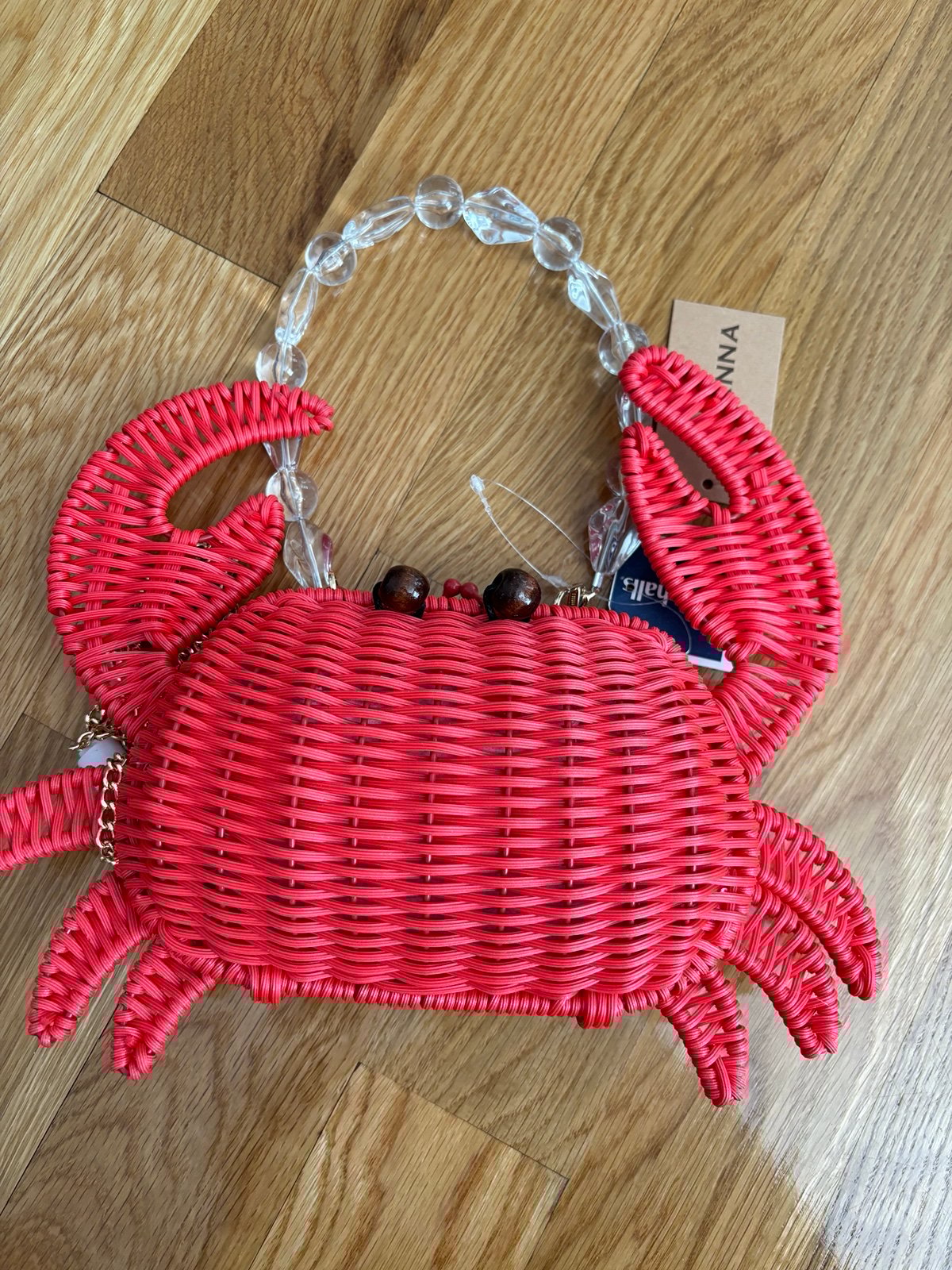 Red Wicker Crab handbag NWT