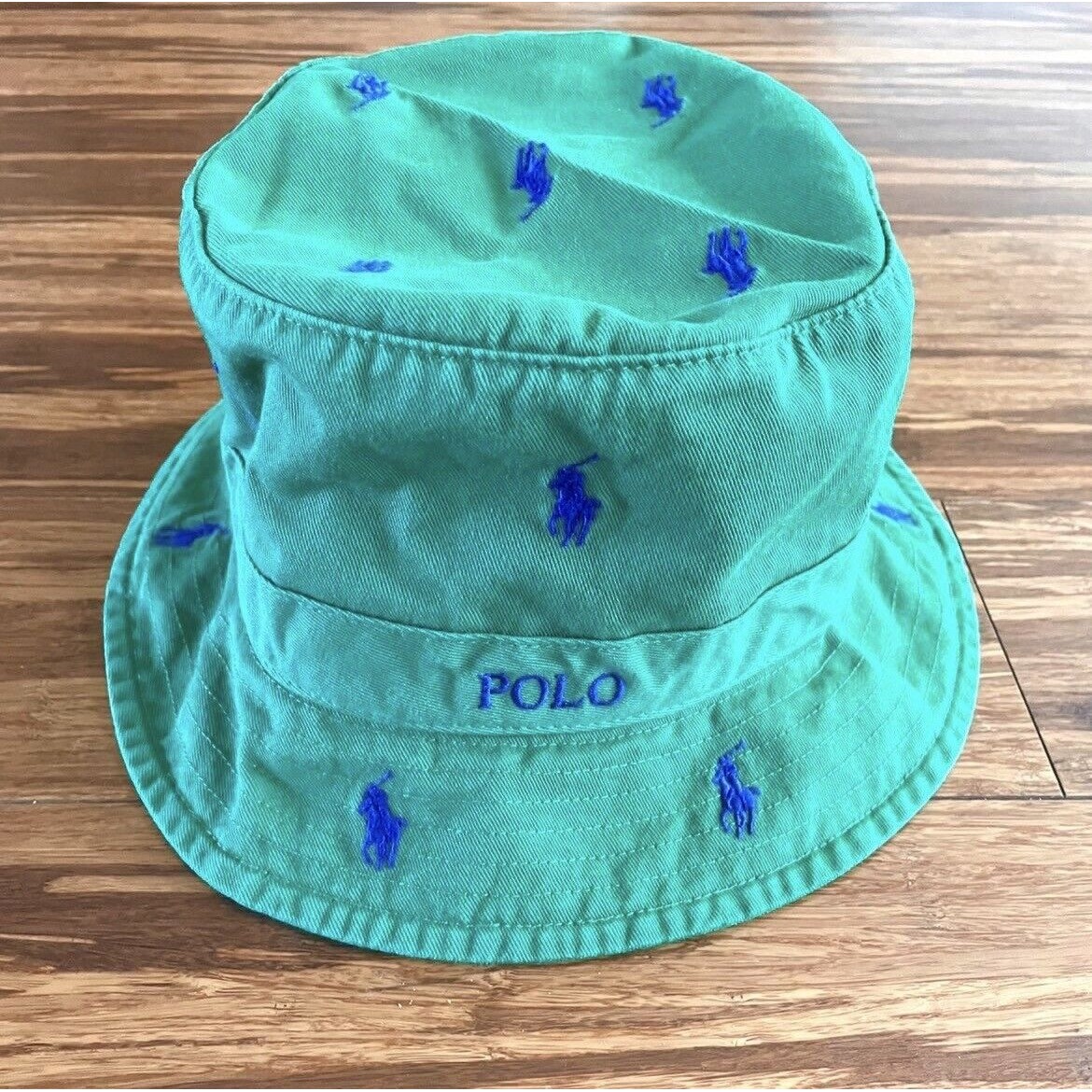 Polo Ralph Lauren Allover Embroidered Pony Bucket Hat Green Size L/XL NWT