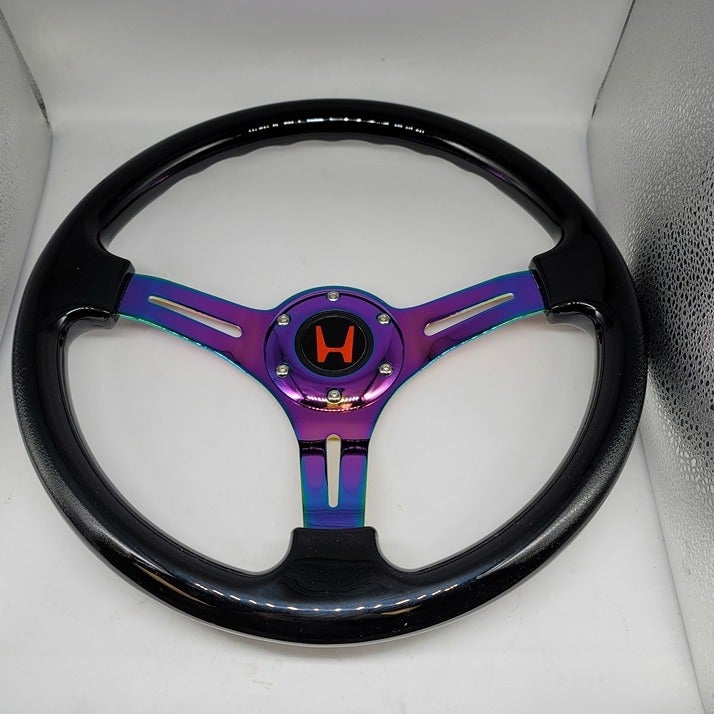 NEW 350MM 14 Universal Honda Red H ABS Steering Wheel Black With Neo Spoke