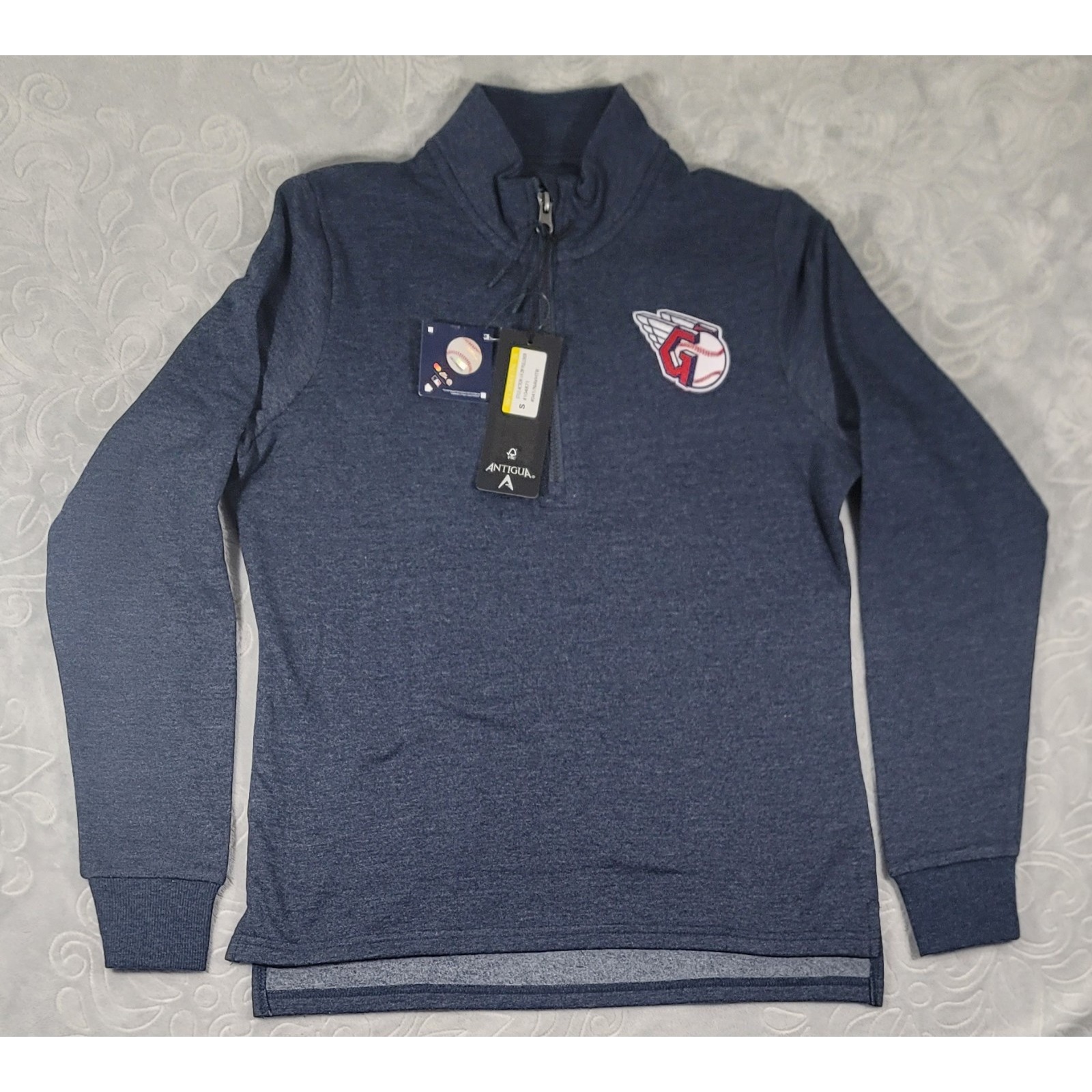 Women's Antigua Cleveland Guardians Action 1/4 Zip Pullover Sweatshirt Sz Small