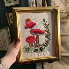 Vintage Mushroom Crewel