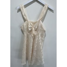 Vtg Victoria's Secret Gold Label Ivory Mini Nightgown Satin Floral Sz S Babydoll