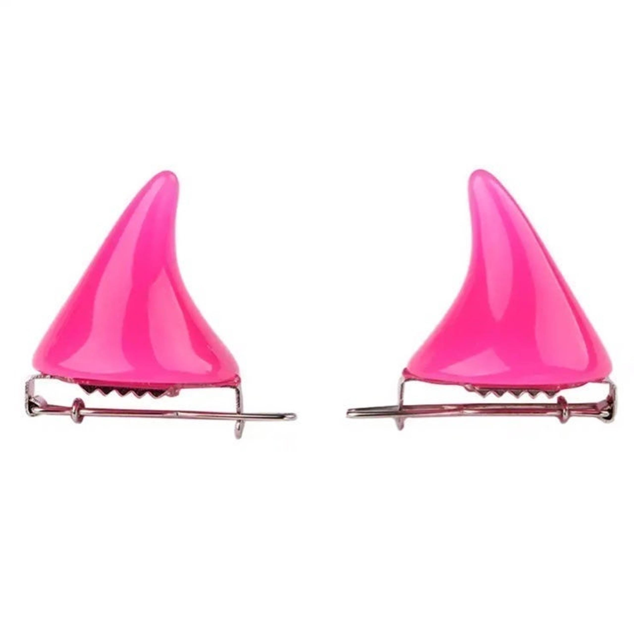 Pink Horns Devil Demon Naughty Sexy Evil Hair Clips pins anime cosplay goth new