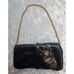 Henri Bendel Black Snake Leather Gold Chain Shoulder Clutch Bag