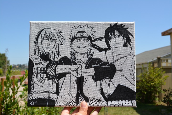 Naruto, Sakura and Sasuke from Naruto Shippuden painting