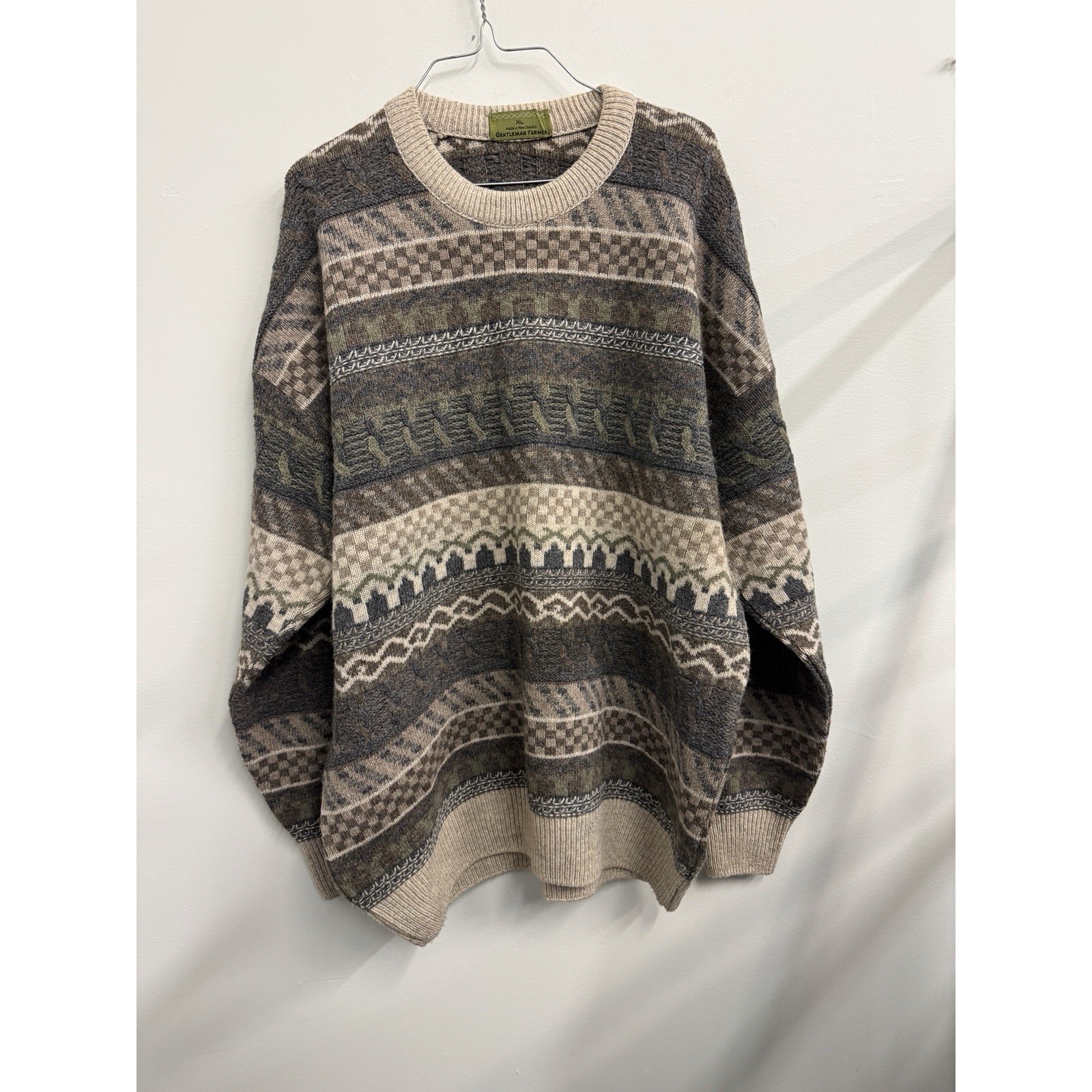 Gentleman Farmer sweater New Zealand Pullover wool Blend Knit Men's Sz XL