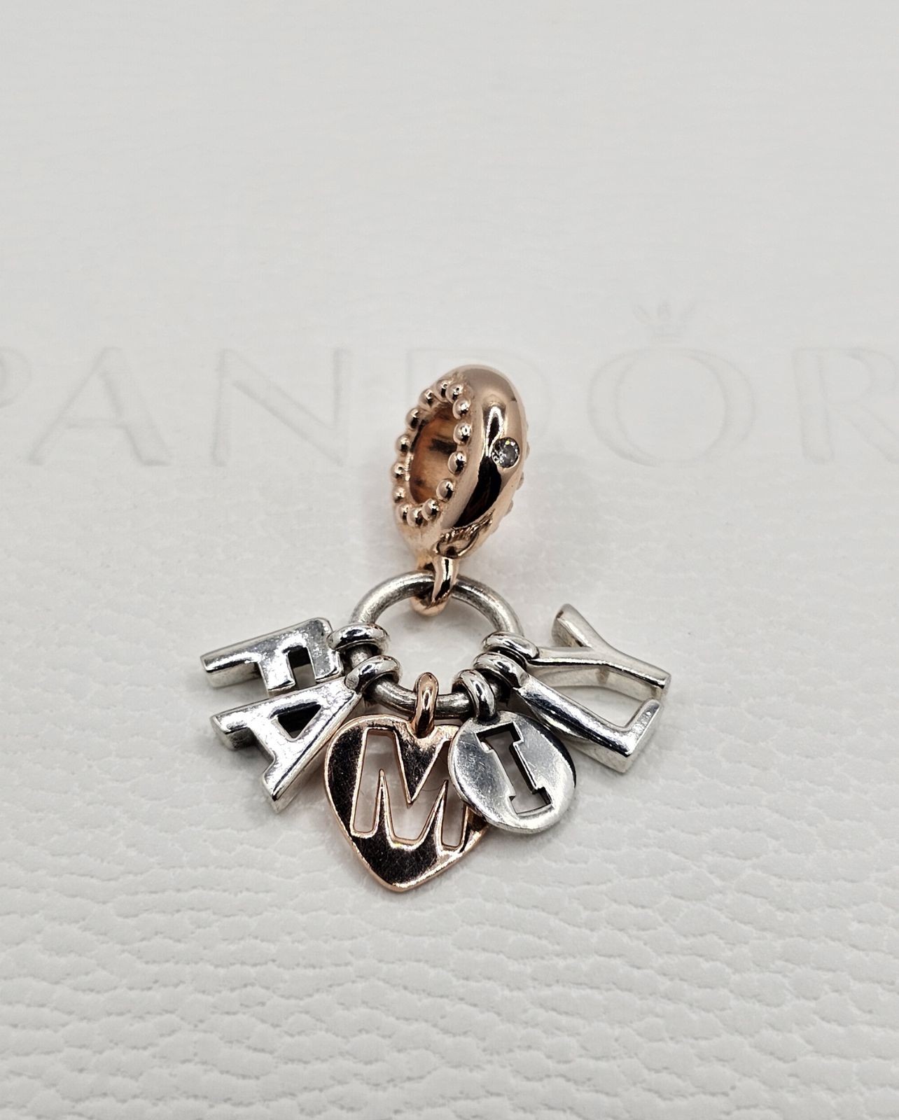 ♥️Authentic Pandora TWO TONE FAMILY DANGLE CHARM