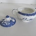 Blue Willow Sugar Bowl with Lid and Double Handle Willow ware Blue Willow china