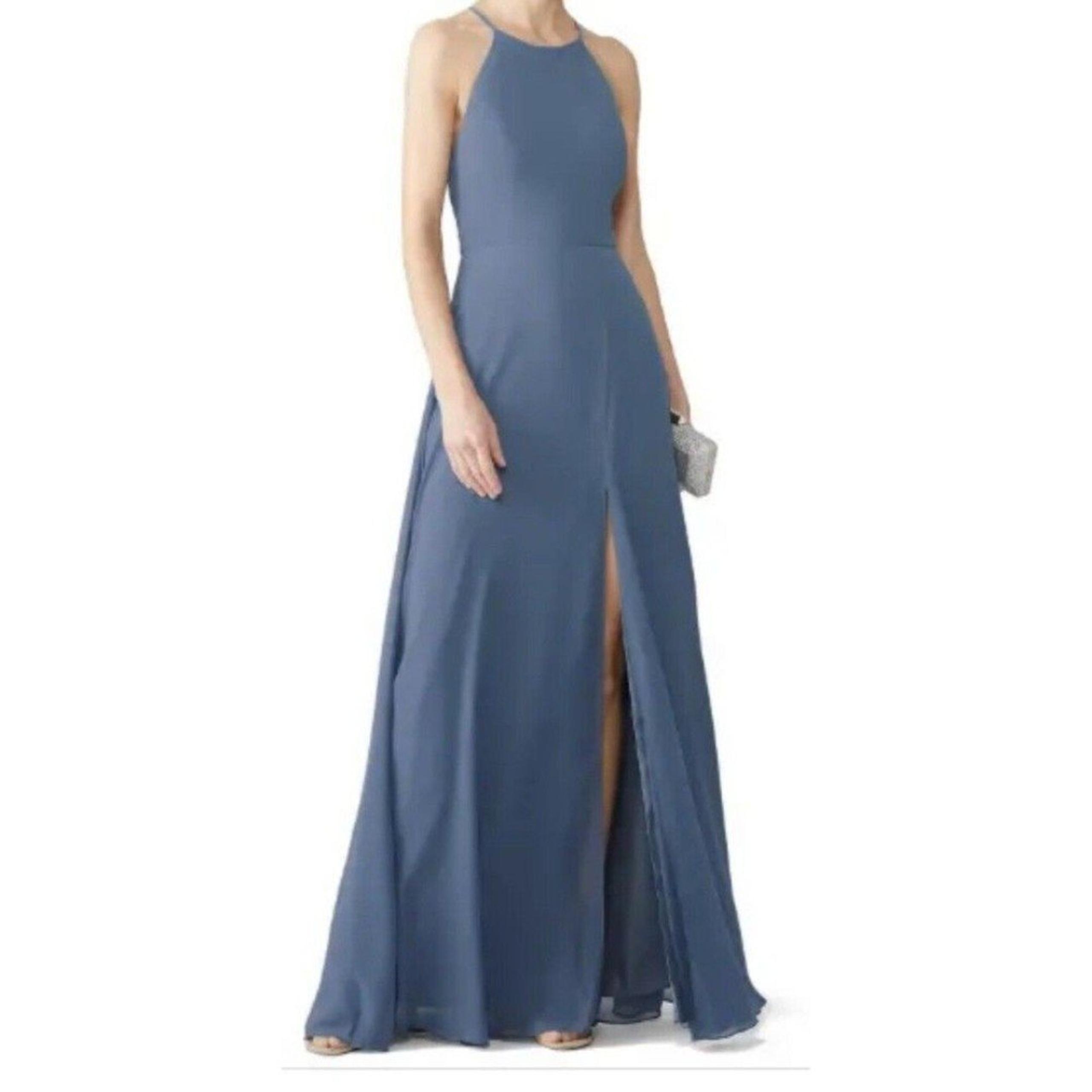 Jenny Yoo Collection Sz 12 Kayla Gown Maxi Dress Slate Blue Hourglass Sl…
