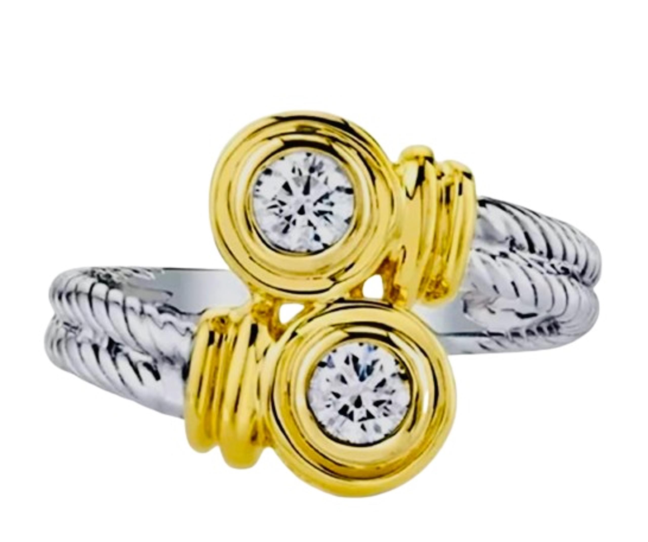 NWOT Glamorous Gold and Silver Tone, w/Pave Cubic Zirconia Ring!