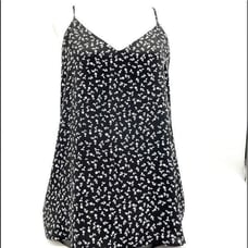 ANN TAYLOR Women’s Top Camisole Swing V neck Sleeveless Floral Black Medium NEW