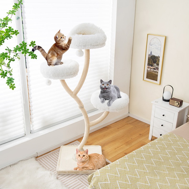 70 Cat Tree w/ Balls & 3 Perches Gray