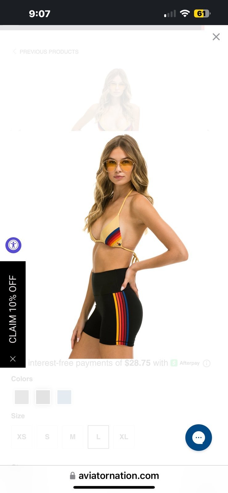 Aviator Nation High rise 4 inch Bike Short Stripe Rainbow