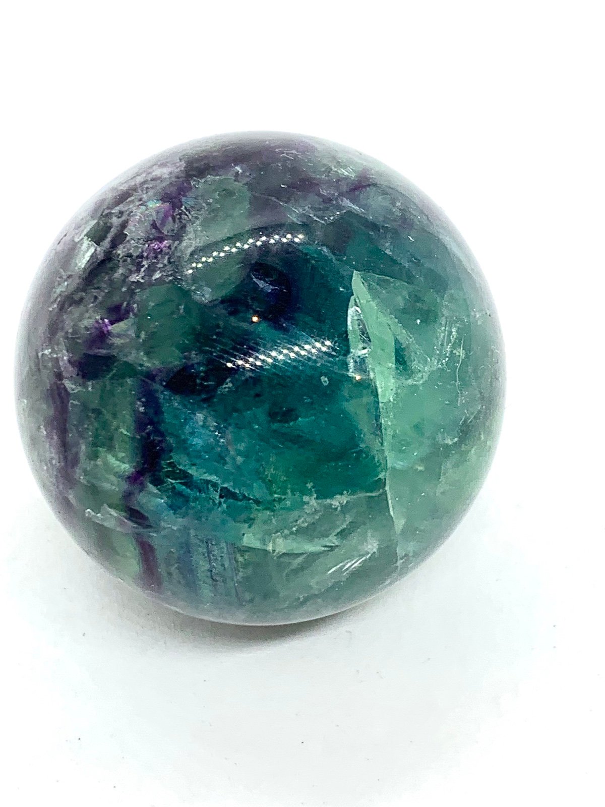 Teal and purple fluorite Sphere