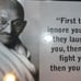 sz9x7 BEADED FRAMED MAHATMA GANDHI PHOTO QUOTE FIRST THEY IGNORE YOU LD 2177