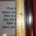 sz9x7 BEADED FRAMED MAHATMA GANDHI PHOTO QUOTE FIRST THEY IGNORE YOU LD 2177
