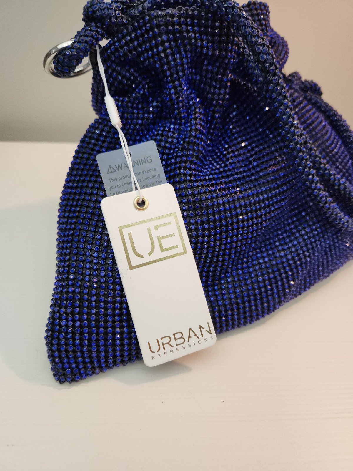 NWT Urban Expressions Larissa Evening Bag Blue Rhinestone ORG 100