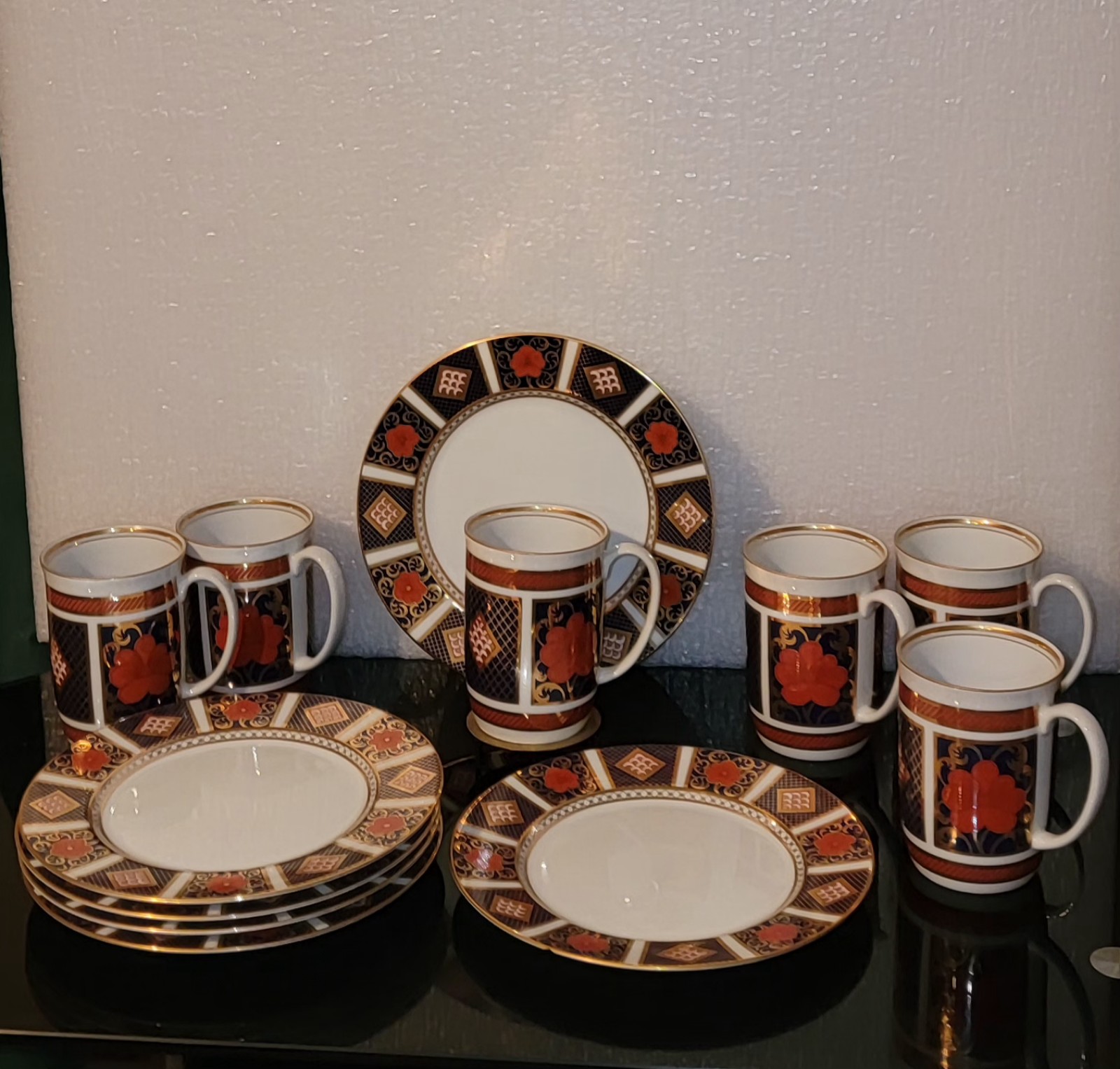 VINTAGE FITZ&FLOYD 16 PIECES PLATES AND COFFEE/TEA MUGS SET