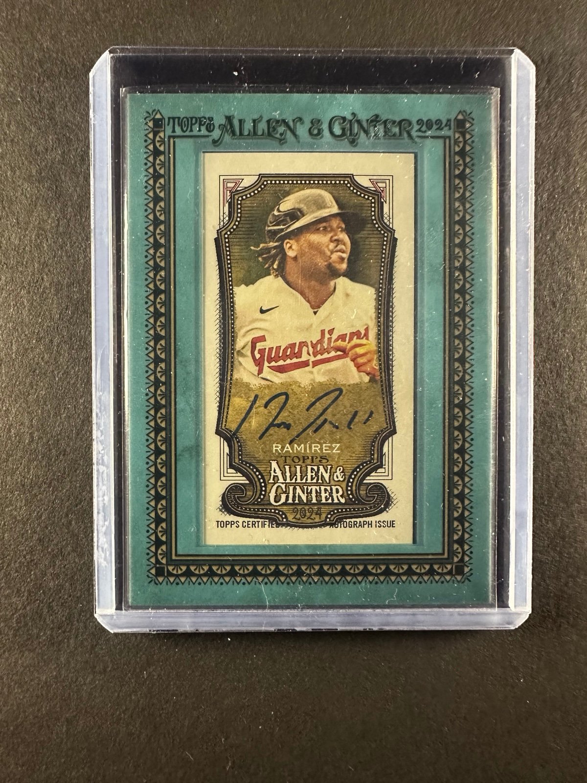 2024 Topps Allen & Ginter JOSE RAMIREZ Blue Mini Framed Auto #’d 03/50 Cleveland