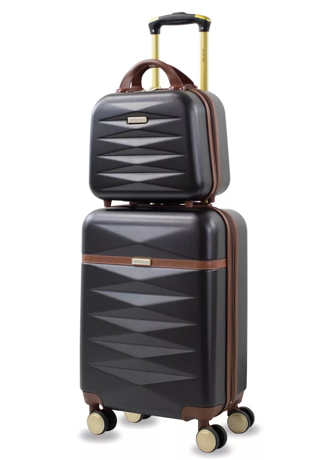 PUICHE Jewel Carry-on Cosmetic Luggage, Set of 2, Black