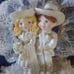 1986 Wilton ceramic Western style bride and groom cake topper #201-1814