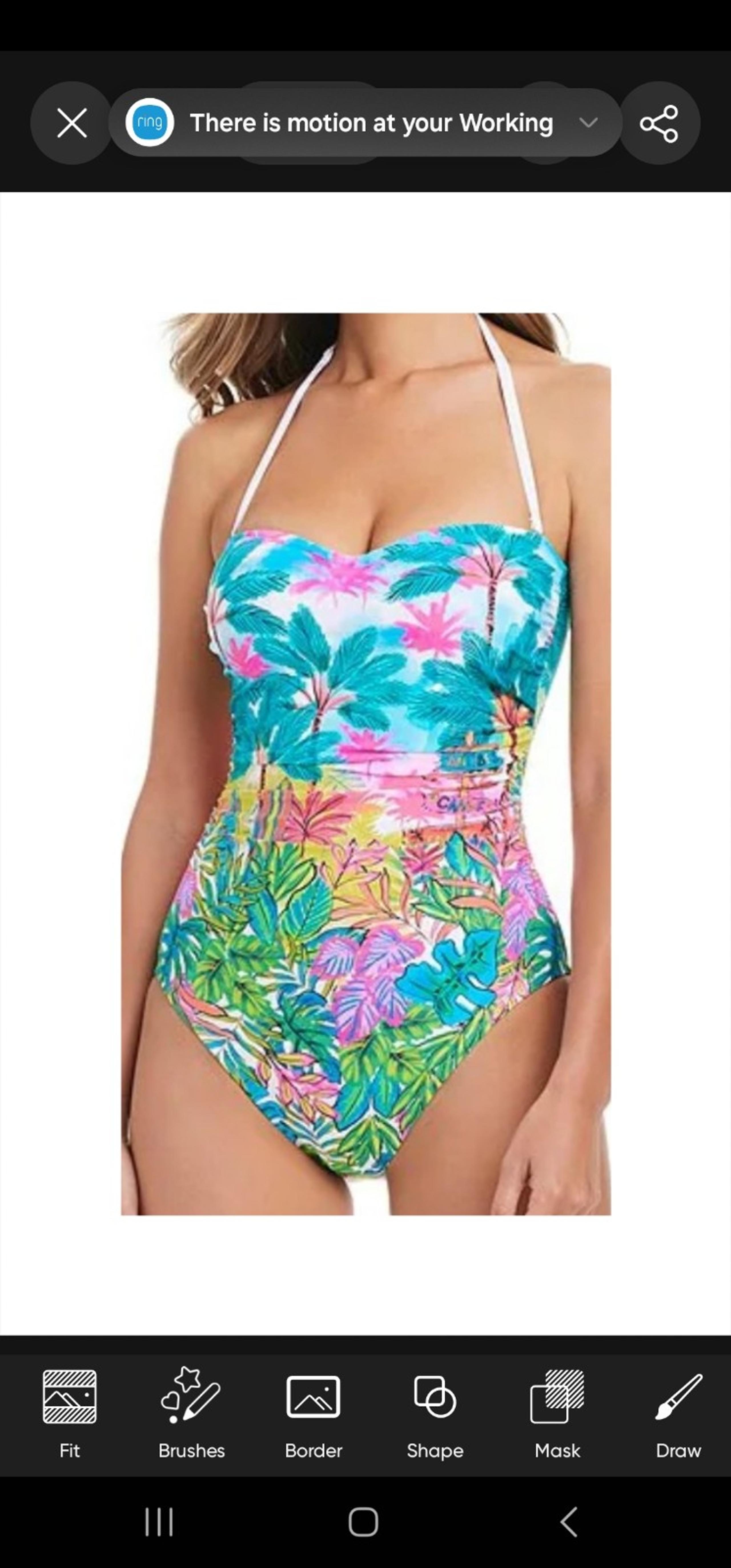 Bleu Rod Beattie Bandeau Tropical Scene One Piece Swimsuit