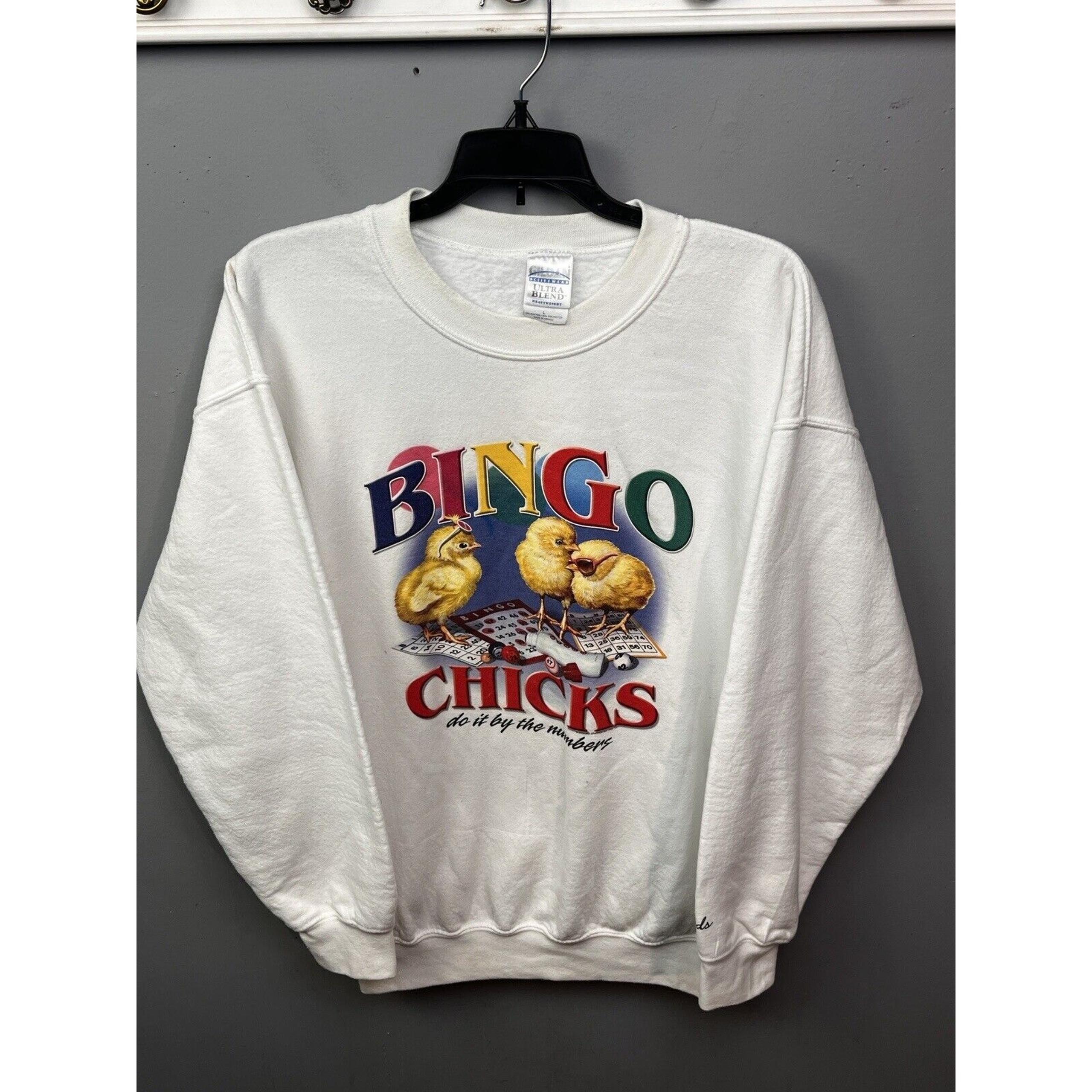 Vintage Bingo Chicks Foxwoods Resort Sweatshirt Womens Large Gildan White