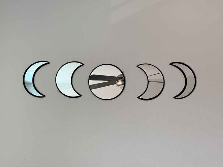 Wall Decor Moon Phase Mirror Set, 5 Piece Natural Acrylic Wall Decor