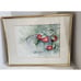 Original 1991 Watercolor Apple Picture Custom Mat artist Linda Lee