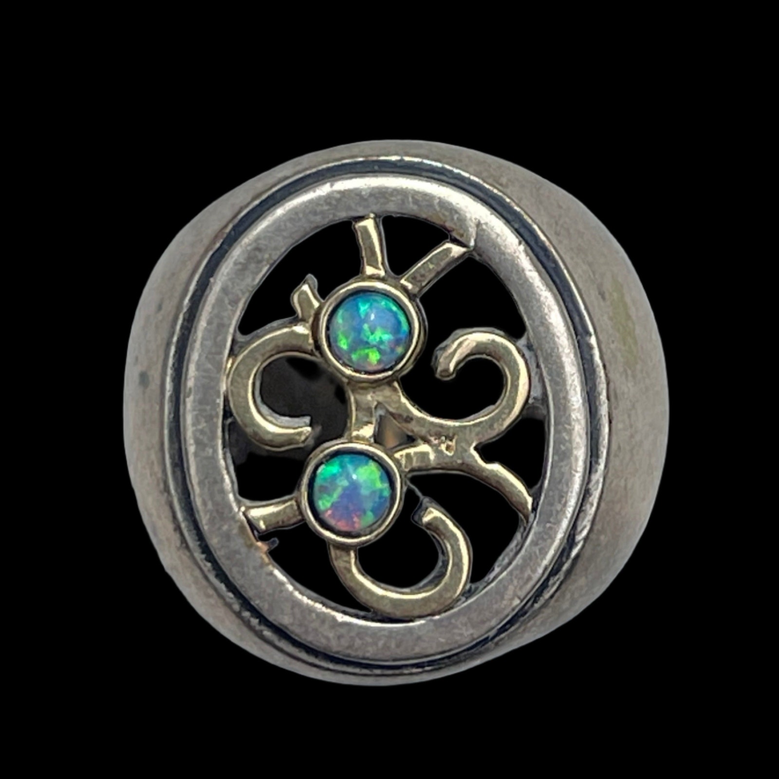 Vintage 14k Gold & Sterling Silver Opal Ring - Size 7