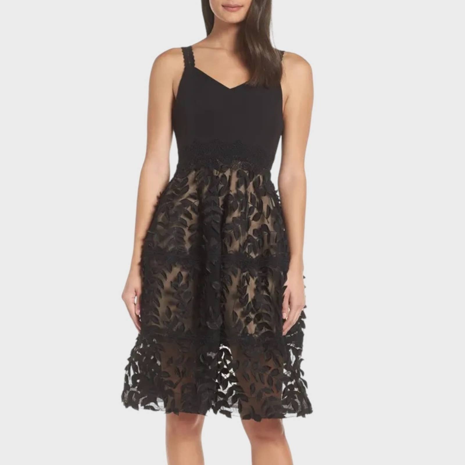 Bronx & Banco Black Leafy Lace Corset Saba Dress US 8 NWT