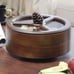 Wooden living room double-layer rotating dried fruit compartment storage tray
