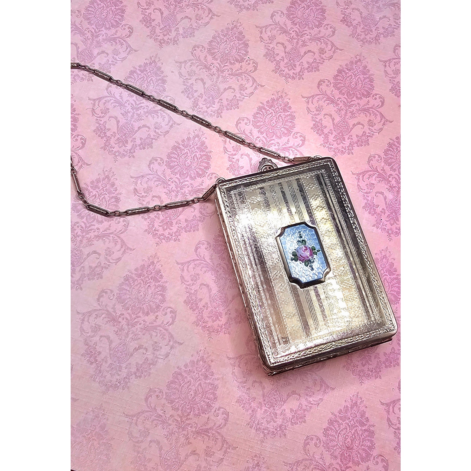 Glorious Art Deco Guilloche Dance Purse/Compact