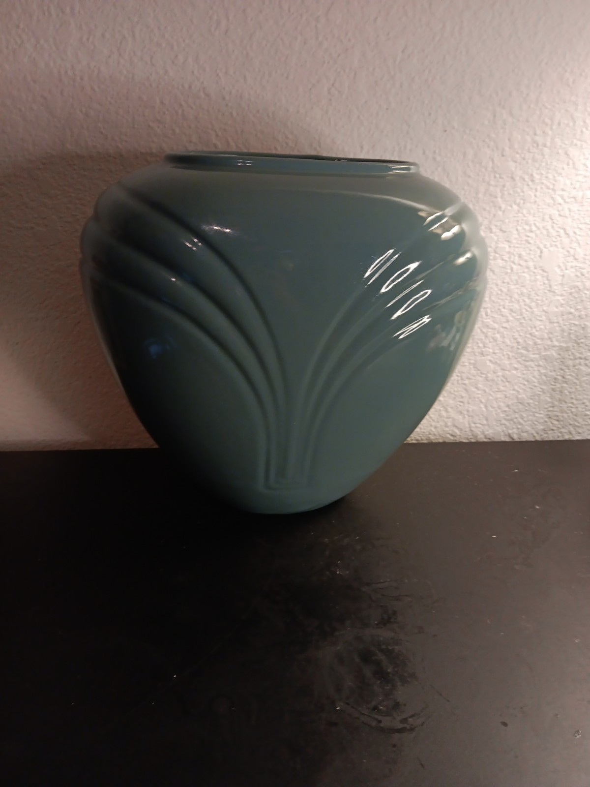 GORGEOUS MCM Haeger 10 Squat Glazed Teal Vase or Planter.