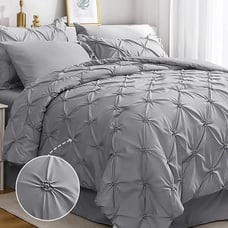 Queen Comforter Set 7 Pieces Pintuck Comforters Queen Size Grey