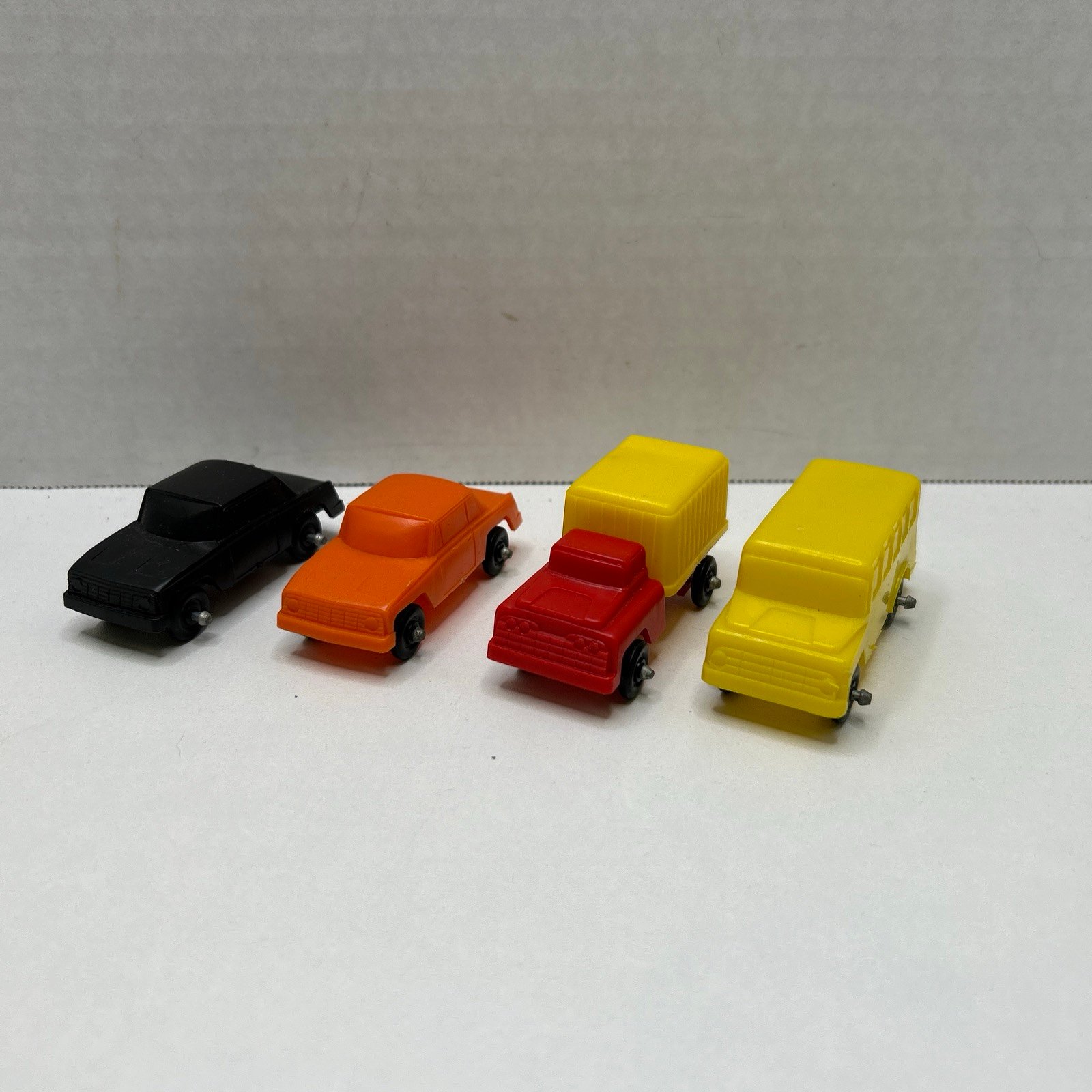 Vintage Plastic Toy Vehicle Lot Of 4 Car, Truck, Schoolbus