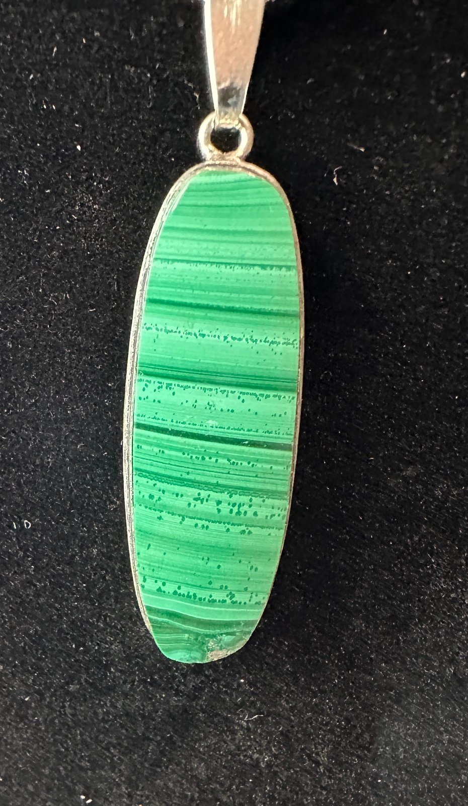 Natural Malachite women necklace pendant.With 18 inch sterling silver chain.