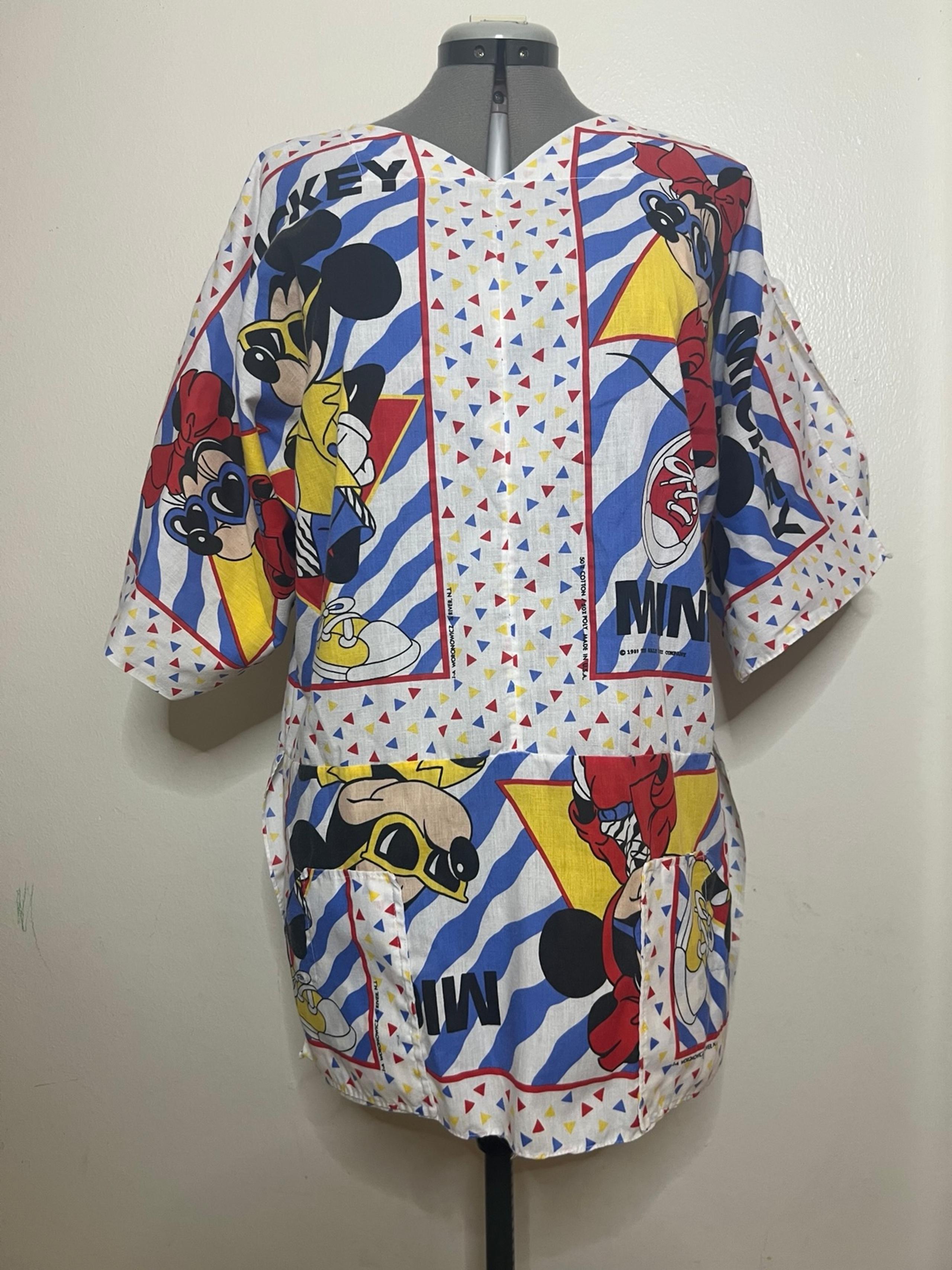 Vintage Mickey Mouse 1989 Bandana Handmade Dress And Beaded Hair Kerchief Disney