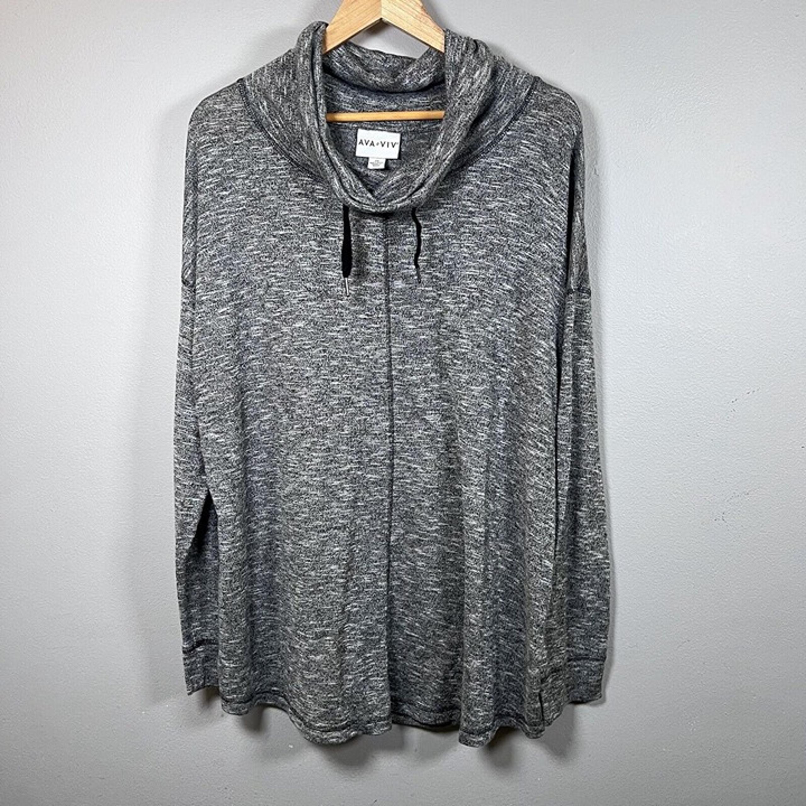 Ava & Viv Sweater Marled Cowl Neck Gray Oversized Long Sleeve Women’s 2X