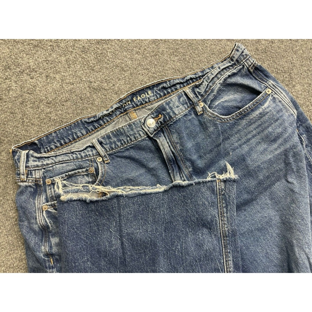 American Eagle Jeans Women’s 20 Blue Super High-rise Baggy Wide Leg Dark Raw Hem