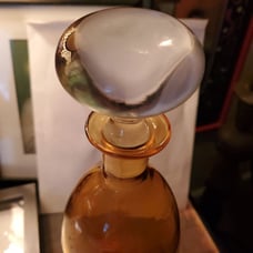 Vintage Amber blown Glass Decanter and Topper.