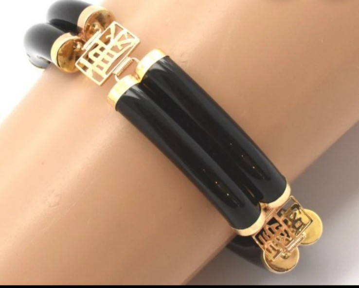Vintage 14K Gold & Onyx Bracelet.