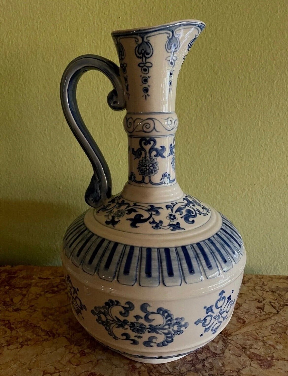 Blue and white Chinese old pitcher 14”