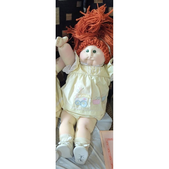 Toy Cabbage Patch Kids 1984 1985 Signed Shoe Soft Sculpture Dress Hair Curly Bir