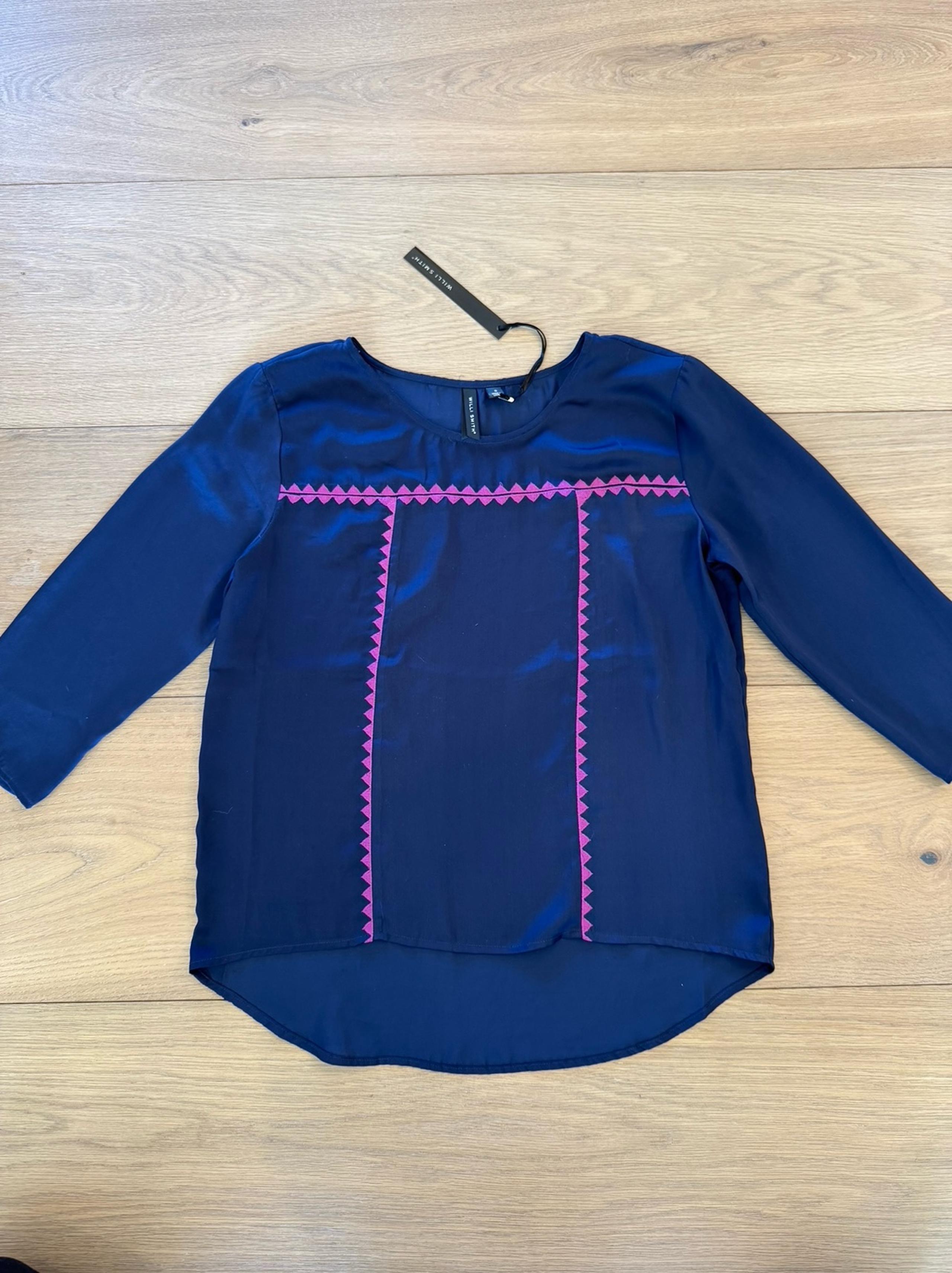 NWT Willi Smith Navy Blouse Top S
