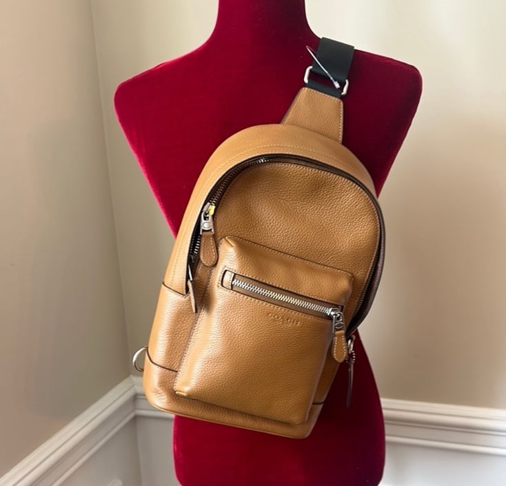 Unisex Coach West Pack Leather Sling Crossbody Back Pack