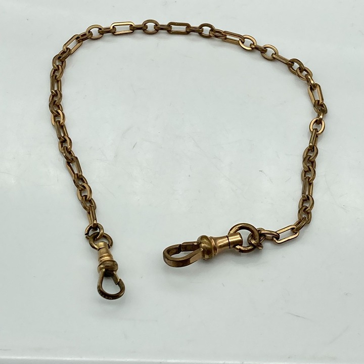 Antique GF Watch Chain with Double Swivel Clasps, F&B Elegant Gold Filled Chain