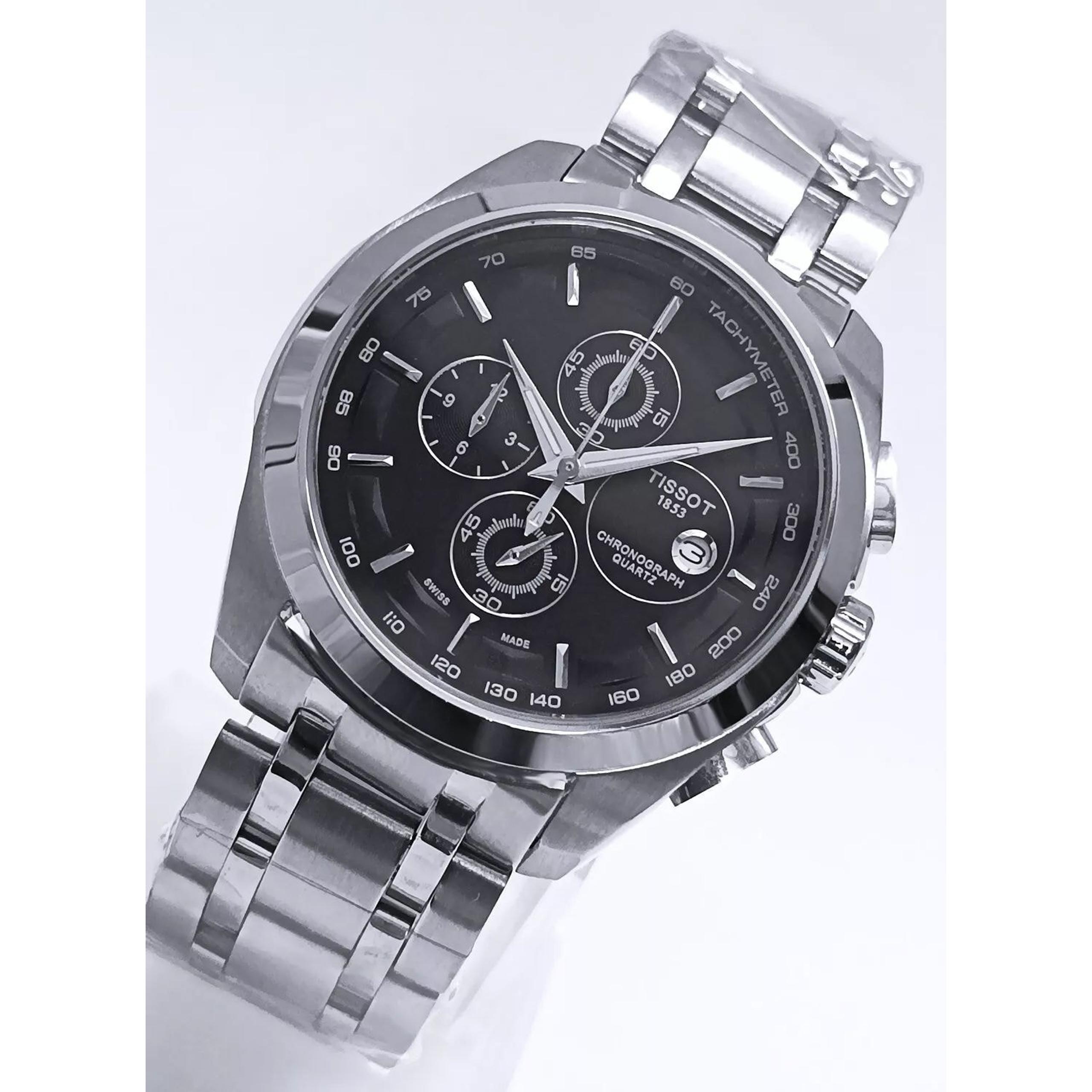 Tissot Two Tone Couturier Tachymeter Swiss Chronograph Men's Black Dial Watch