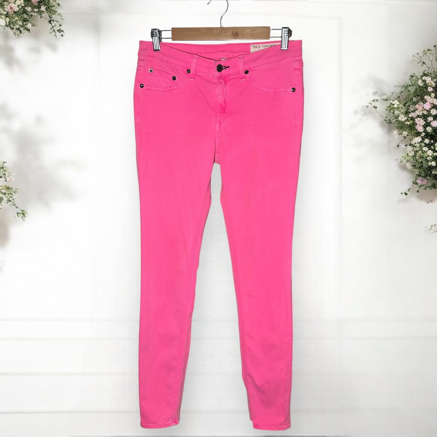 RAG & BONE Hot Pink Modal Leggings Pants PFD Mid Rise Skinny Stretch Barbie 29