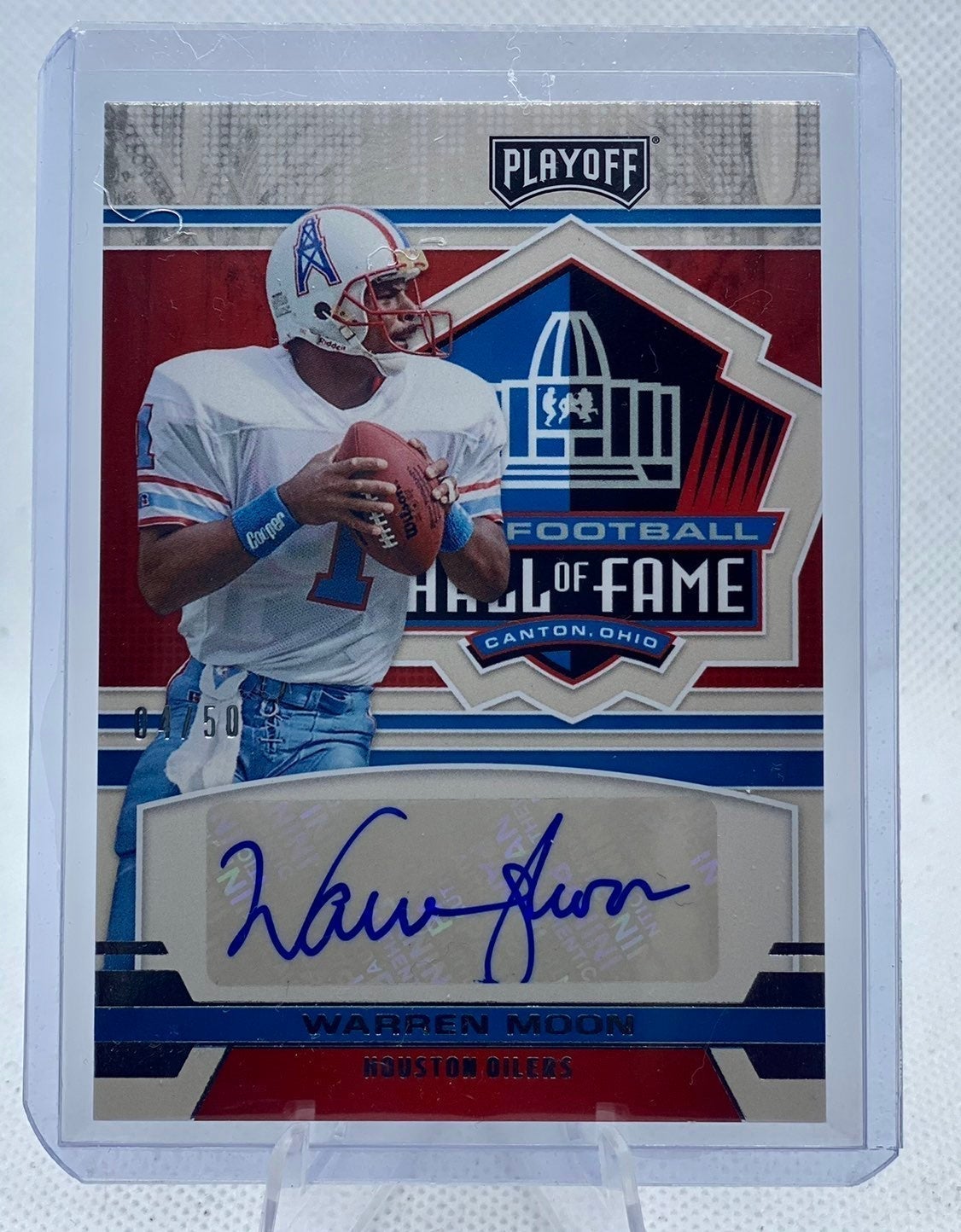 2021 Playoff Warren Moon Hall of Fame 4th Down RWB AUTO 04/50